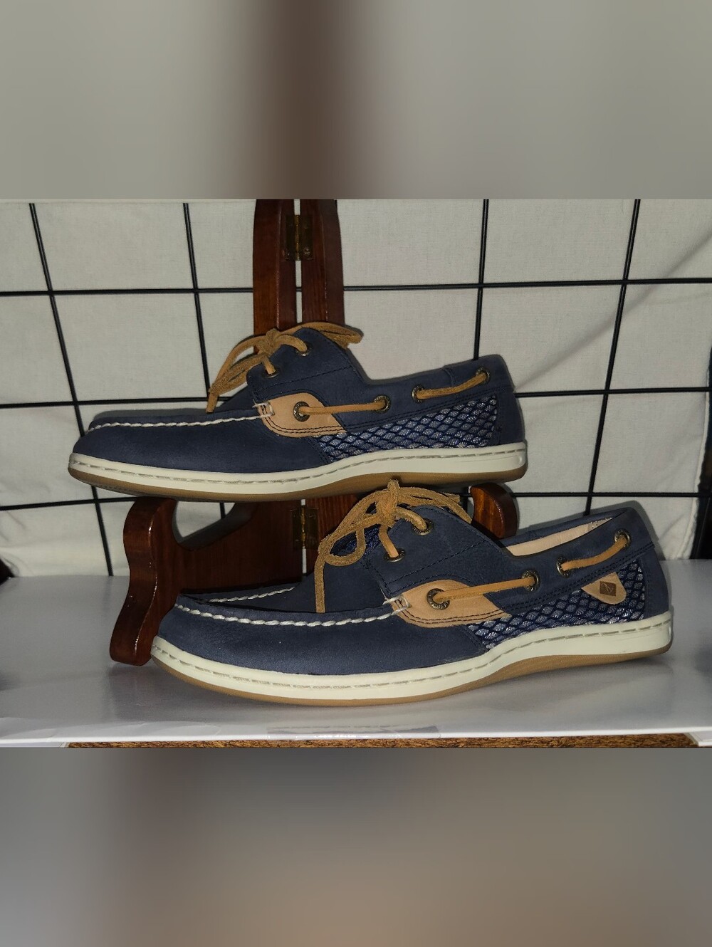 Sperry Top Siders Koifish Navy Suede Boat Shoes With Mesh Side Panels